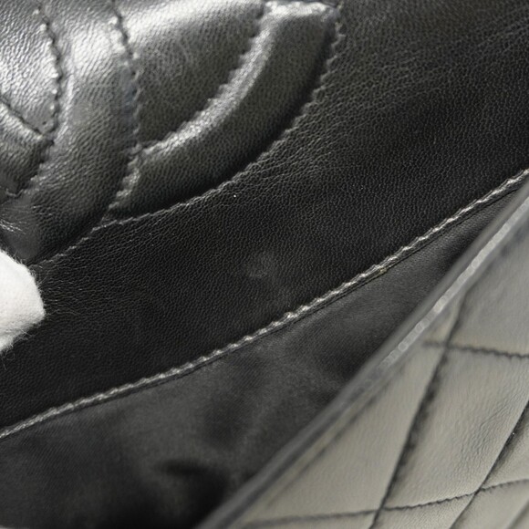 CHANEL Black Lambskin Leather Shoulder Bag